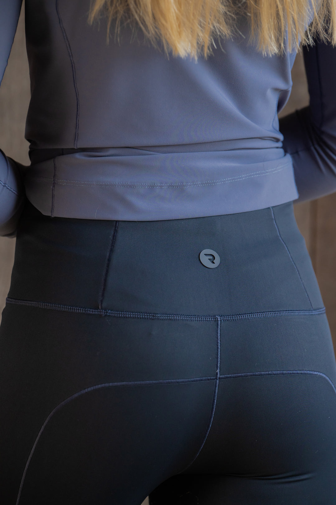 Waistband on Navy Riding Tights